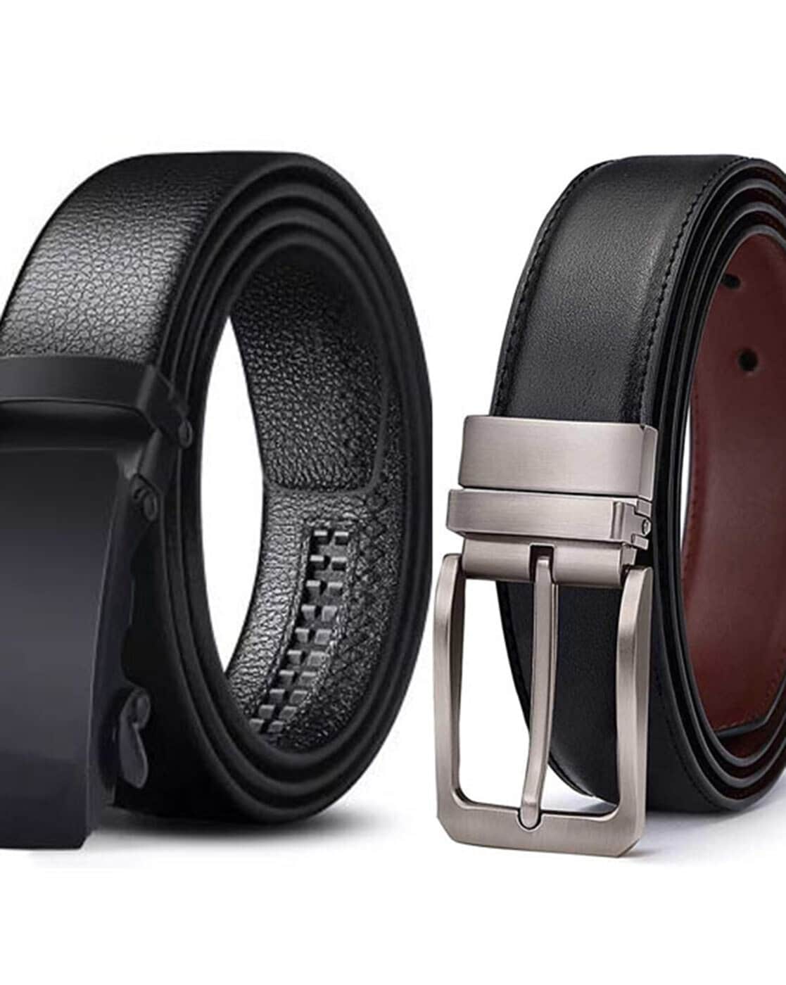 Fashion 2 In 1 Men's Luxury Leather Belts- Brown And Black