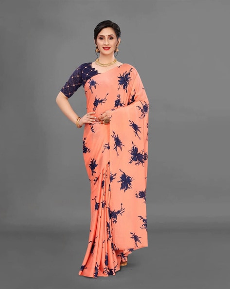 Beautiful Georgette Floral Print Saree, With Designer Border, House Warming  Party Wear Saree, Casual Wea… | Floral print sarees, Saree designs, Dhakai  jamdani saree