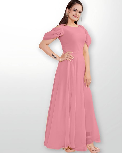 Gown with Cold Shoulder Sleeves