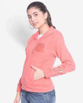 crimsoune club Women Floral Print Zip-Front Hoodie with Insert Pockets-picture-18