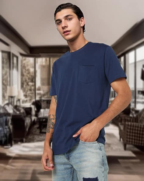 JOHN PLAYERS JEANS Slim Fit Crew-Neck T-shirt with Patch Pocket