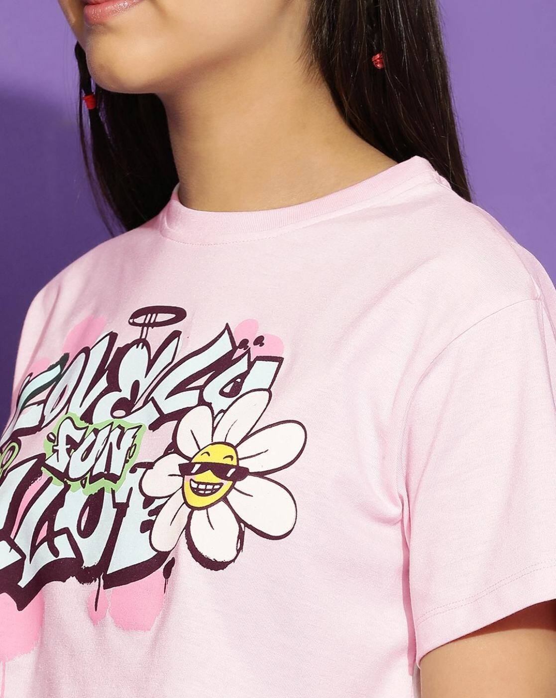 Buy LI'L TOMATOES Typographic Print Crew-Neck Top Online | Ajio.com
