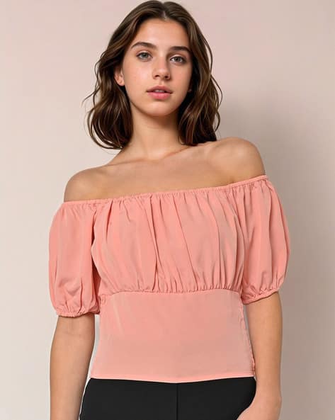 JDY BY ONLY Off-Shoulder Top with Smocked Back