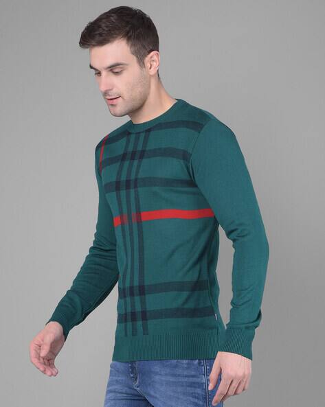 CRIMSOUNE CLUB Men Regular Fit Checks Pullover