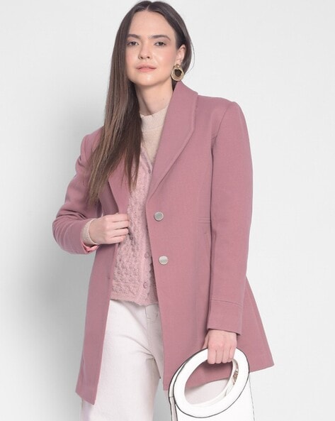 Women Full Sleeves Coat with Button-Closure