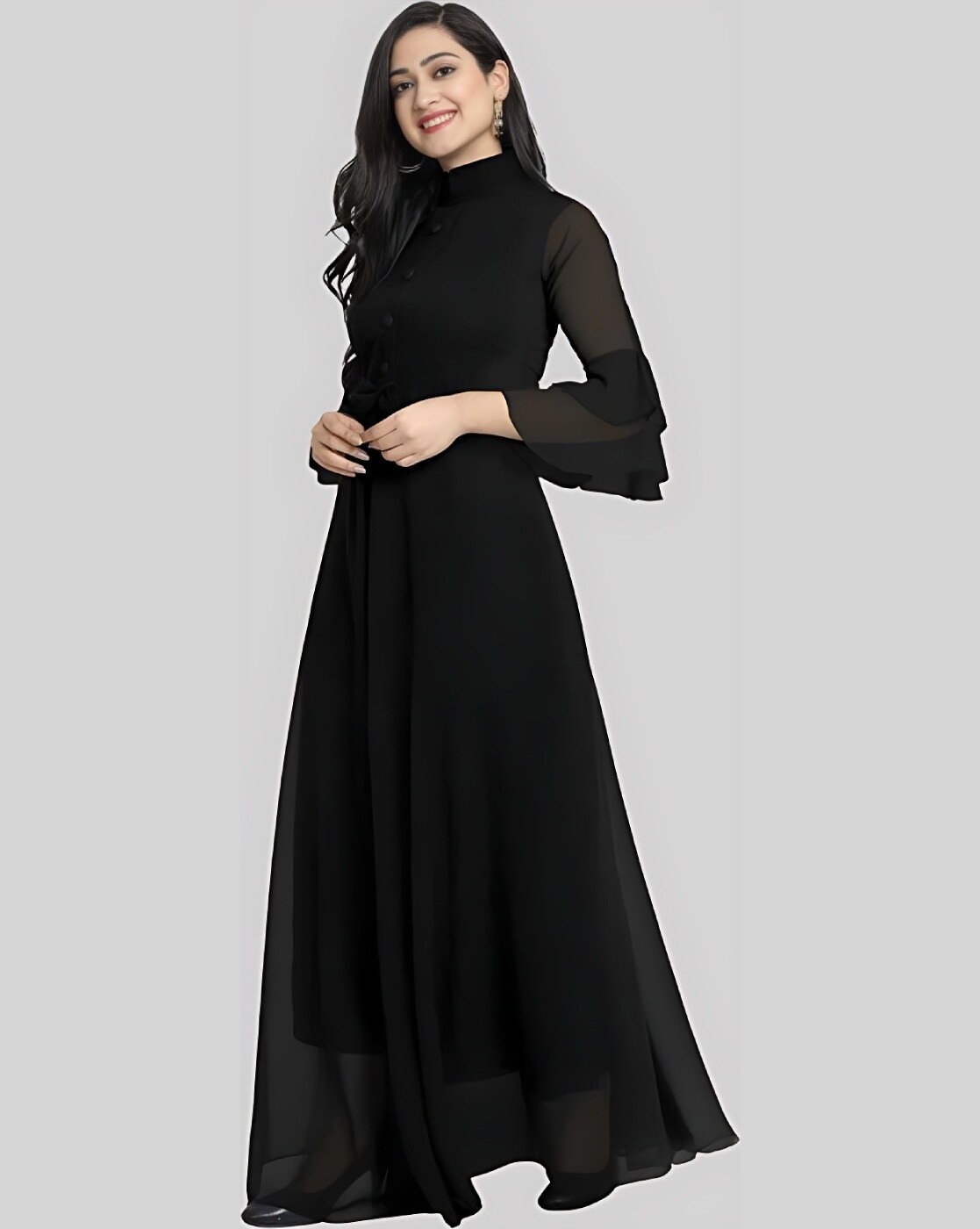 Shop Elle Women Self-Design Full Sleeves High Neck Dress | ICONIC INDIA –  Iconic India