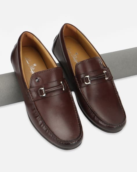 Louis Philippe Shoes Loafers Slip Ons Men Size 43 US 10 Brown Leather Buy Louis Philippe Men Brown Croc-Textured Leather Slip-Ons  main image 4