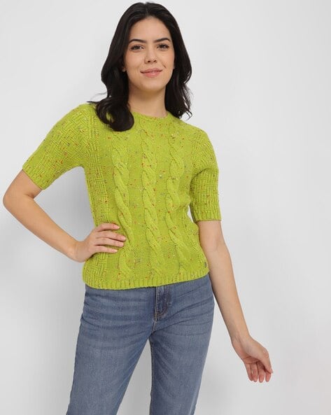 Women Cable-Knit Round-Neck Pullover