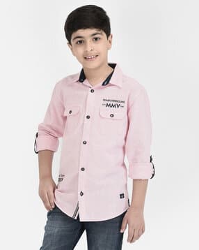 Striped Slim Fit Shirt with Flap Pockets-image-1