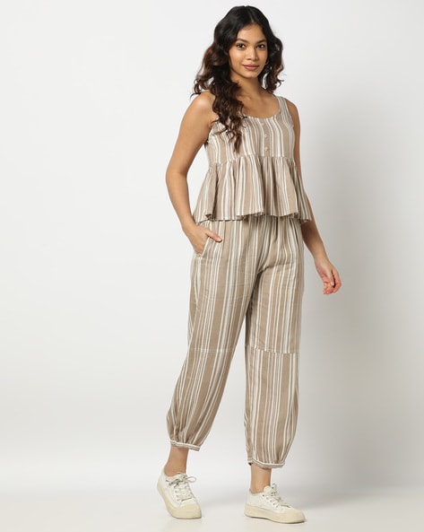 Women Striped Regular Fit Pants Price in India