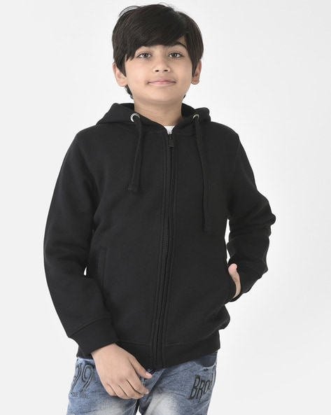 Black zip fashion up hoodie kids