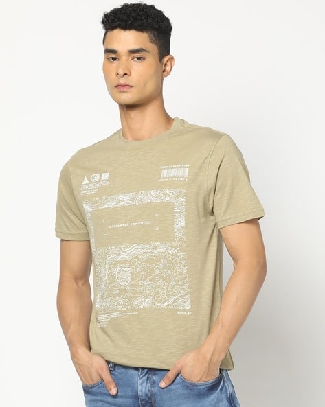 Men Graphic Print Slim Fit Crew-Neck T-Shirt