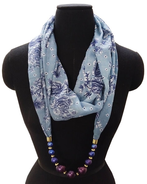 Floral Print Scarf with Fancy Jewellery Price in India