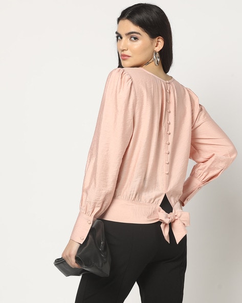 Women Relaxed Fit Top with Puff Sleeves