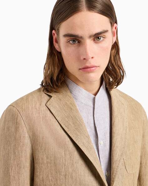 Buy EMPORIO ARMANI Single-Breasted Jacket in Faded Linen