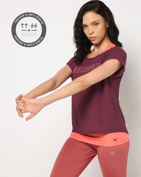 Women Typographic Print Dual-Layered Loose Fit T-Shirt
