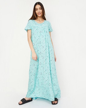 max Women Printed Nightie with Short Sleeves-picture-13