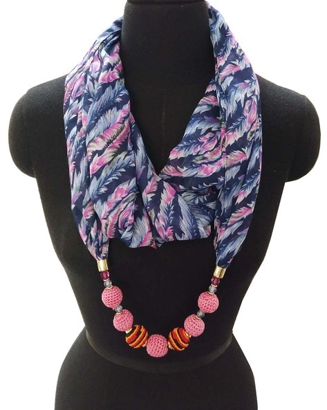 Leaf Print Scarf with Fancy Jewellery Price in India