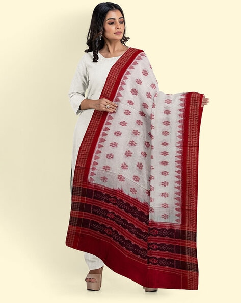 Floral Woven Cotton Dupatta Price in India