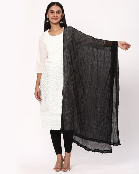 Women Lace Polyester Dupatta Price in India