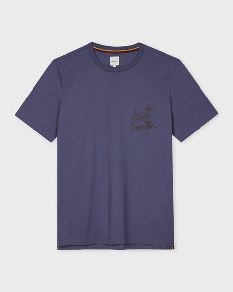 Buy PAUL SMITH Shadow Logo Print Cotton T-Shirt | Blue Color
