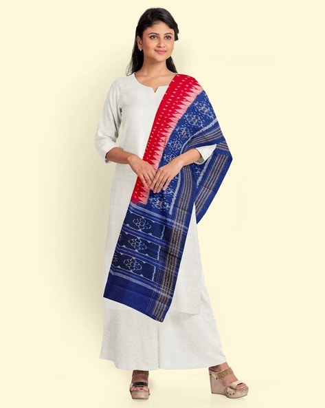 Ikat Woven Cotton Dupatta Price in India
