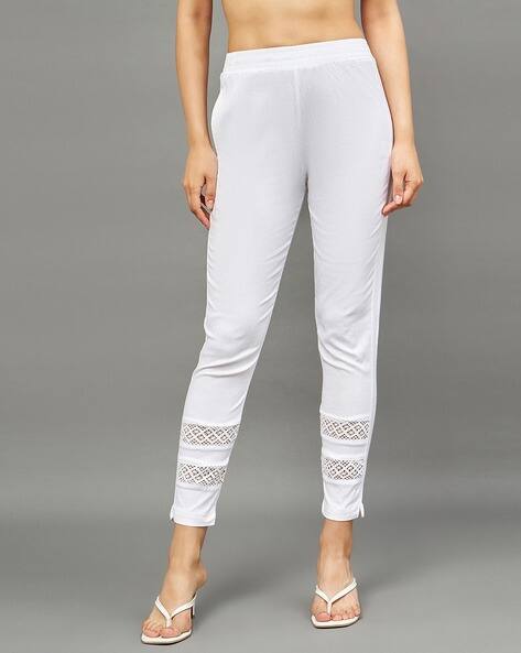 Women Embroidered Straight Fit Gym Pants with Insert Pockets