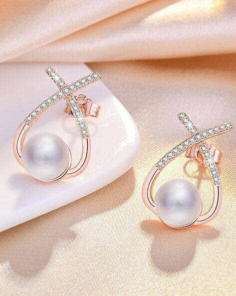 Buy Rose Gold Earrings for Women by Jewels galaxy Online