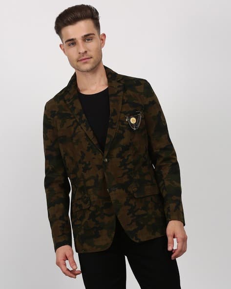 Men Camouflage Print Regular Fit Blazer