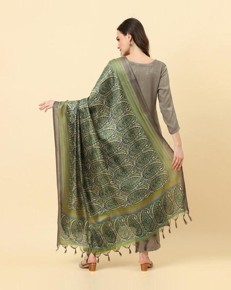 Women Paisley Print Dupatta with Tassels Price in India