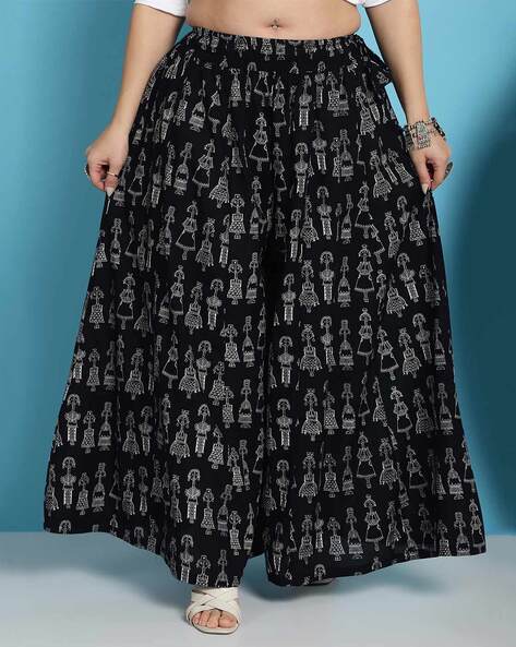 Women Printed Palazzos with Elasticated Waist Price in India