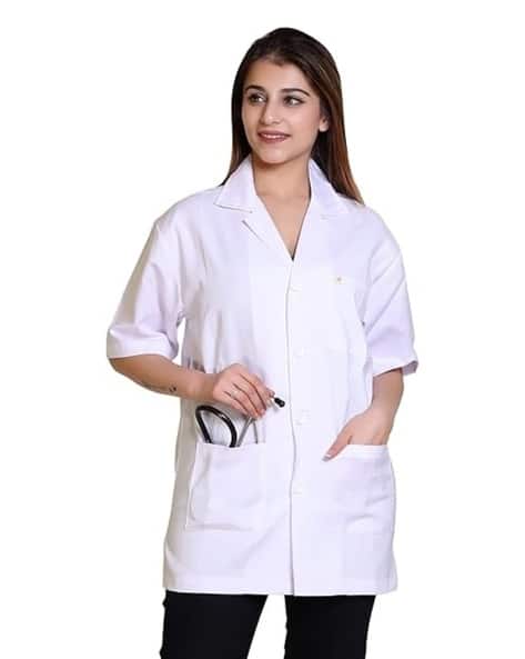 Women Regular Fit Lab Coat with Button Closure