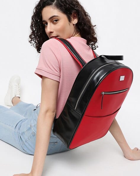 KLEIO Women's Lightweight Backpack & Handbag Combo – Perfect For Travel, Work & Weekend Trips (Red)
