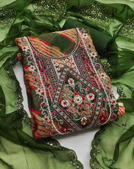 Women Embroidered Unstitched Dress Material Price in India