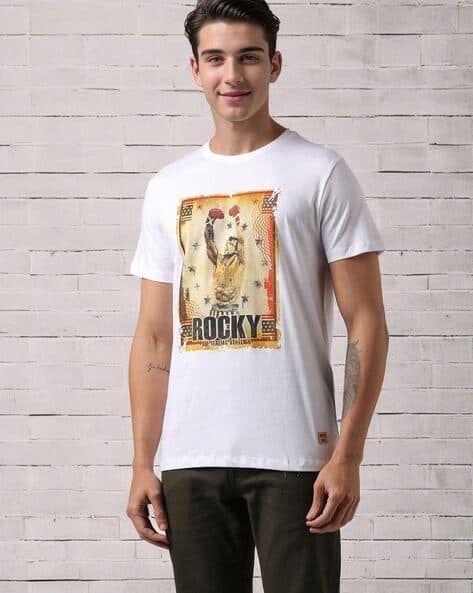 Buda Jeans Co Regular Fit Rocky Stallion Pigment Print Crew-Neck T-Shirt