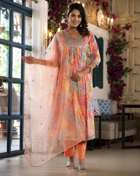 SVARAA Embroidered Flared Kurta Set