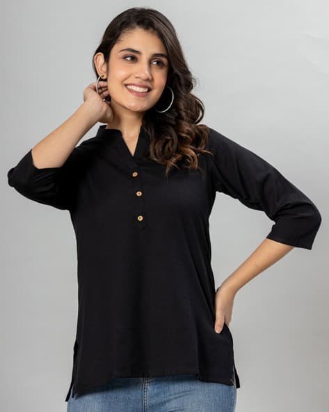 Ajio Straight Fit Kurta Buy Black Kurtas For Women By VEDANA Online
