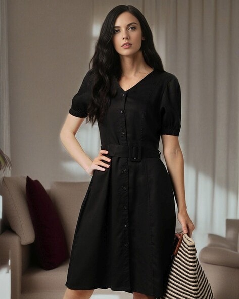 Fashion black shirt dress women