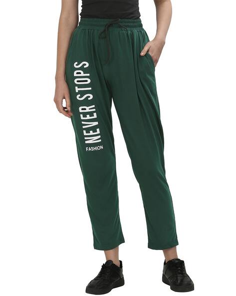Fashionable Women Typographic Print Straight Track Pants
