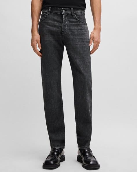 Buy BOSS Regular Fit Mechanical Stretchable Jeans Grey Color Men