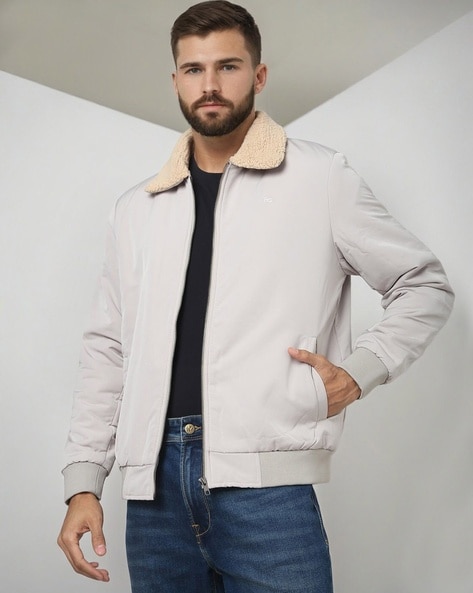 Men Zip-Front Jacket with Inner Fur