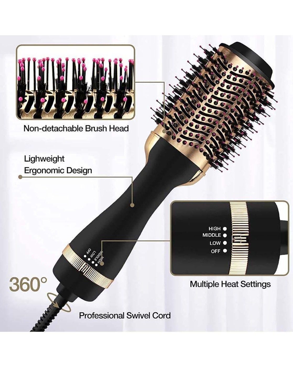 Bronson professional hair straightening ionic brush with temperature controller best sale