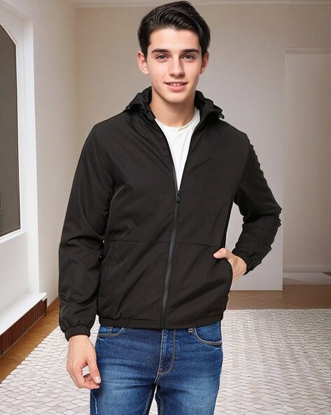 Regular Fit Zip-Front Jacket with Detachable Hood