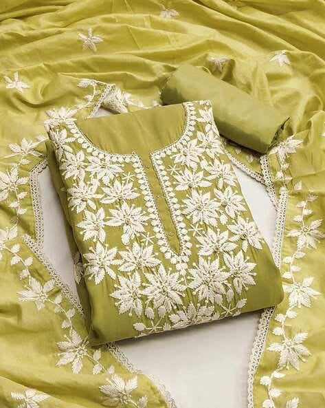 Women Embroidered Unstitched Dress Material Price in India