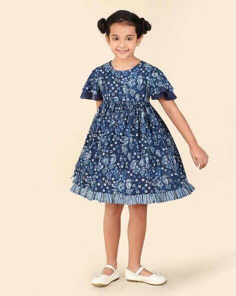 Girl Floral Print Fit Flare Dress