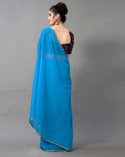 Buy Sky Blue Sarees for Women by FOURLEAF Online
