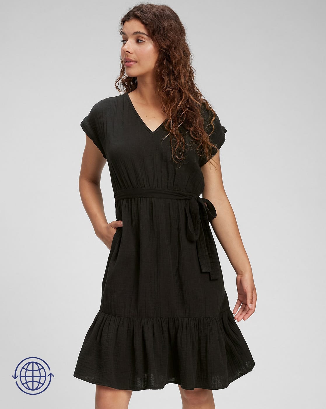 V-Neck Tiered Dress