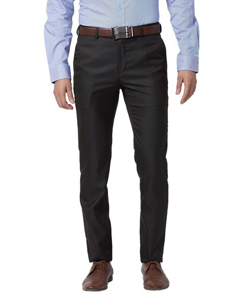 Raymond Men Slim Fit Flat-Front Trousers