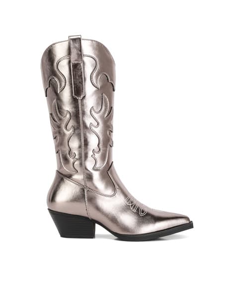Mid-Calf Metallic Cowboy Boots