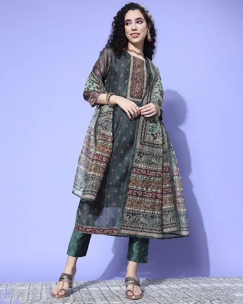 Embroidered Straight Kurta Set Price in India